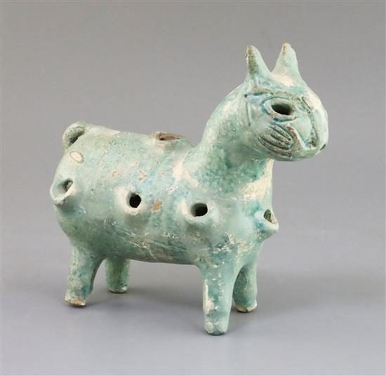 A Canakkale turquoise glazed pottery incense burner, 9in., height 8in.